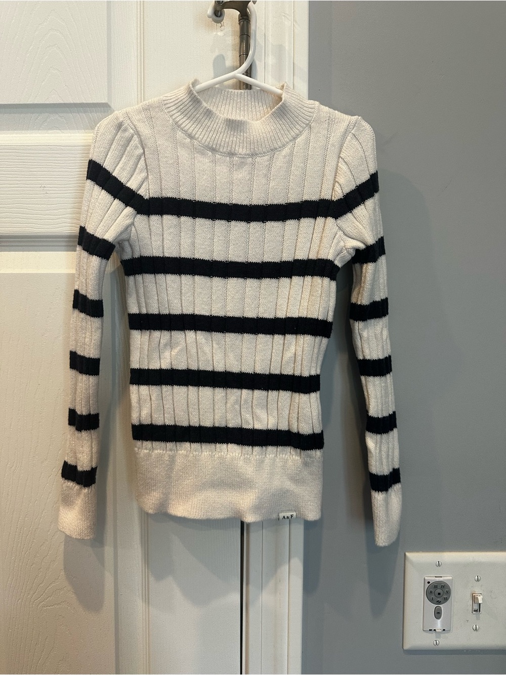 abercrombie kids Cream & Navy Ribbed Mock Neck Sweater